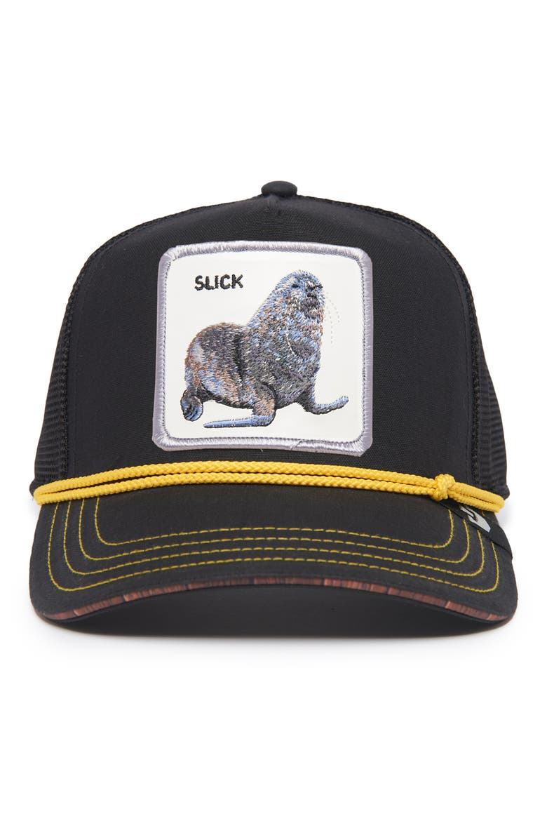 Seal of Approval Trucker Hat, Alternate, color, BLACK