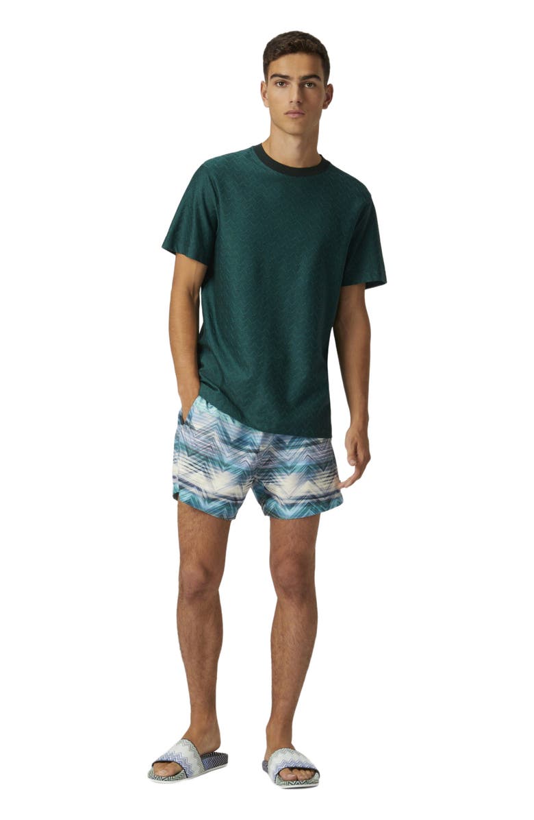 Missoni Swim Shorts With Macro Zig Zag Dégradé Print, Alternate, color, Blue