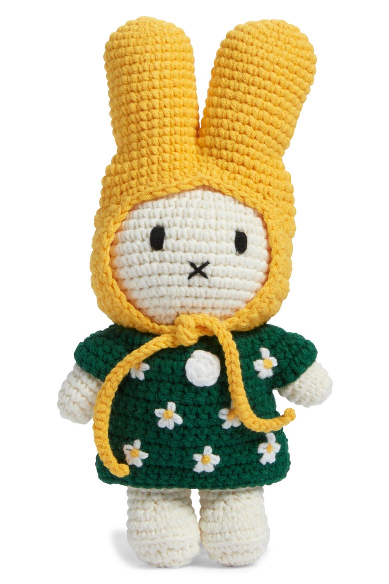 Miffy Dutch Rabbit Little Flower Dress Stuffed Animal, Main, color, GREEN WITH YELLOW HAT
