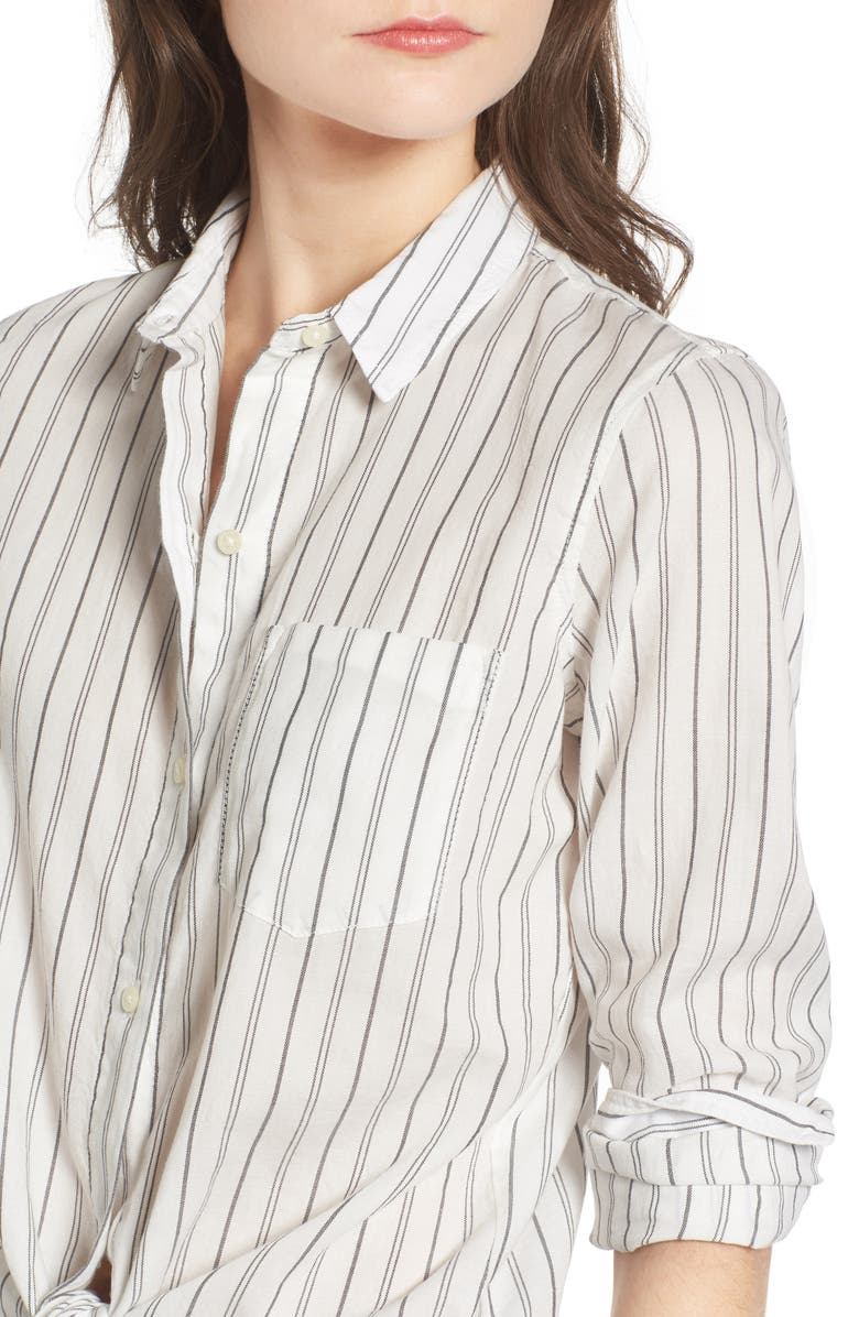 Madewell Stripe Tie Front Cotton Shirt, Alternate, color,