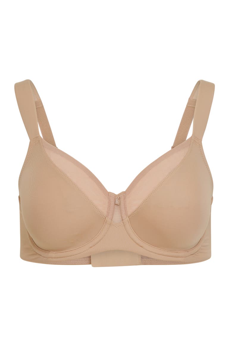 Mallory Smoothing Underwire Minimizer Bra, Alternate, color, Mocha