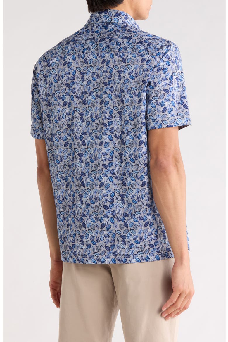 Leaf Short Sleeve Stretch Cotton Button-Up Shirt, Alternate, color, NIGHT BLUE