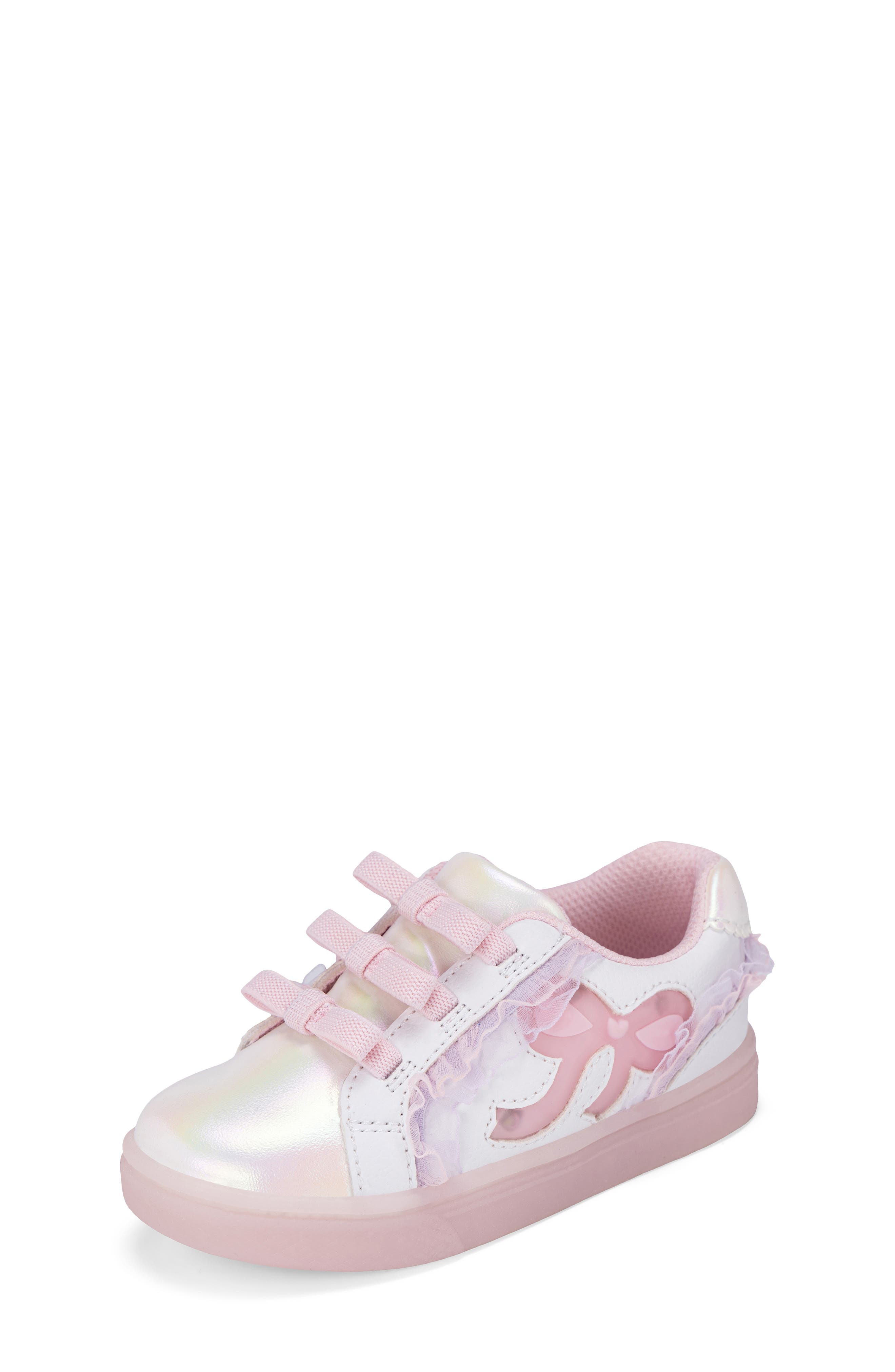 Kids' Lighted Bow Sneaker, Alternate, color, WHITE/ PINK