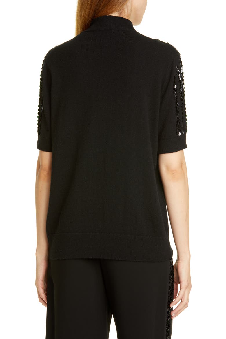 Sequin Stripe Cashmere Sweater, Alternate, color, BLACK