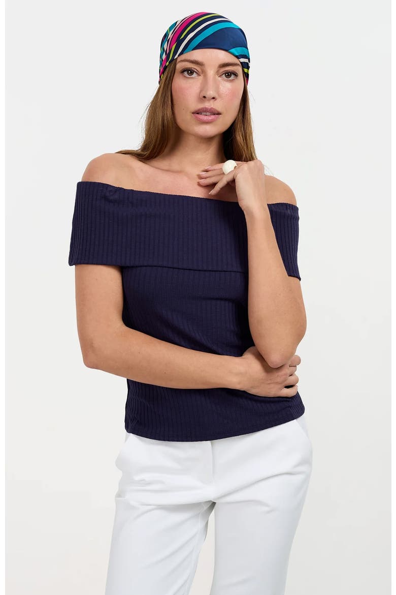 Prizma Off-Shoulder Top, Alternate, color, Indigo