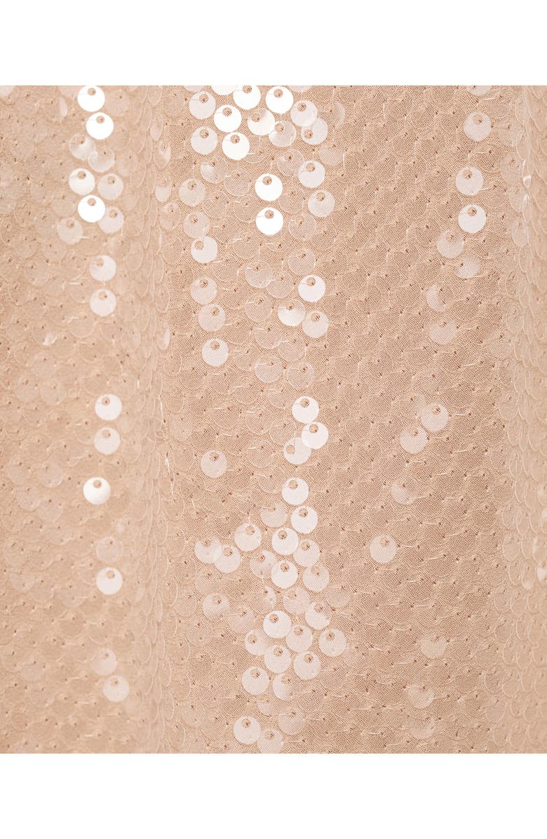 MANGO Sequin Halter Cocktail Dress, Alternate, color, Beige