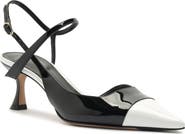 Alexandre Birman Tita Wrap Leather Cap Toe Slingback Pump