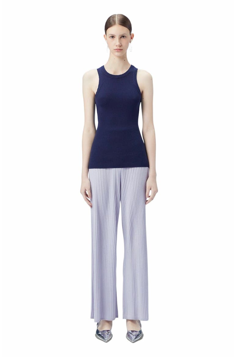 Ribbed Cotton Silk Cashmere Blend Tank Top, Alternate, color, navy