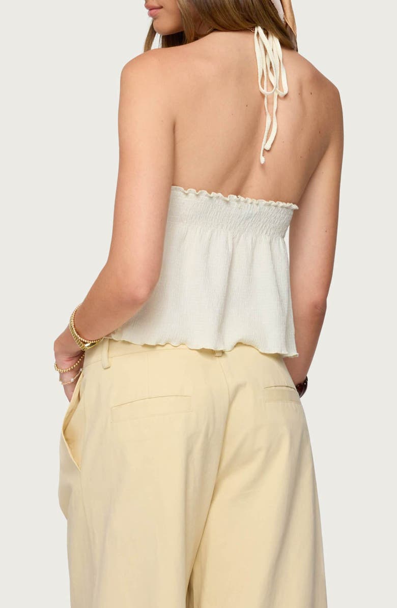 EDIKTED Iridescent Detail Babydoll Halter Top, Alternate, color, Cream