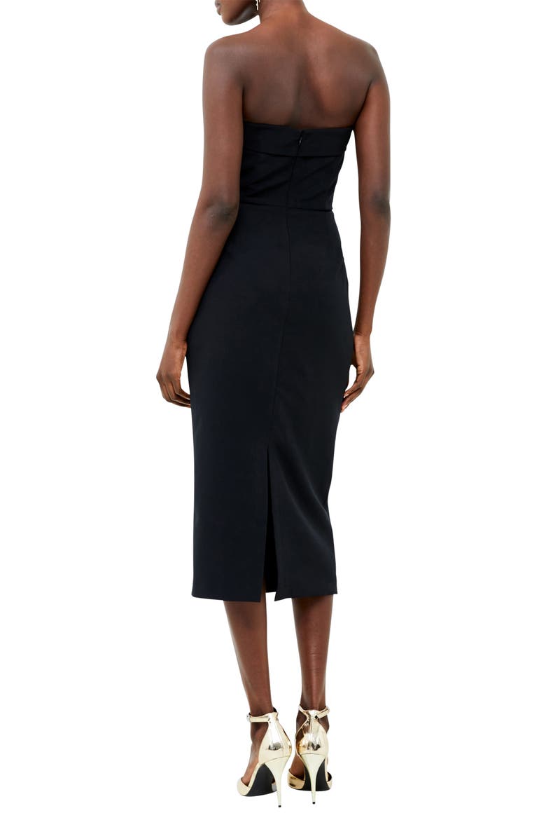 Echo Strapless Crepe Midi Sheath Dress, Alternate, color, BLACKOUT