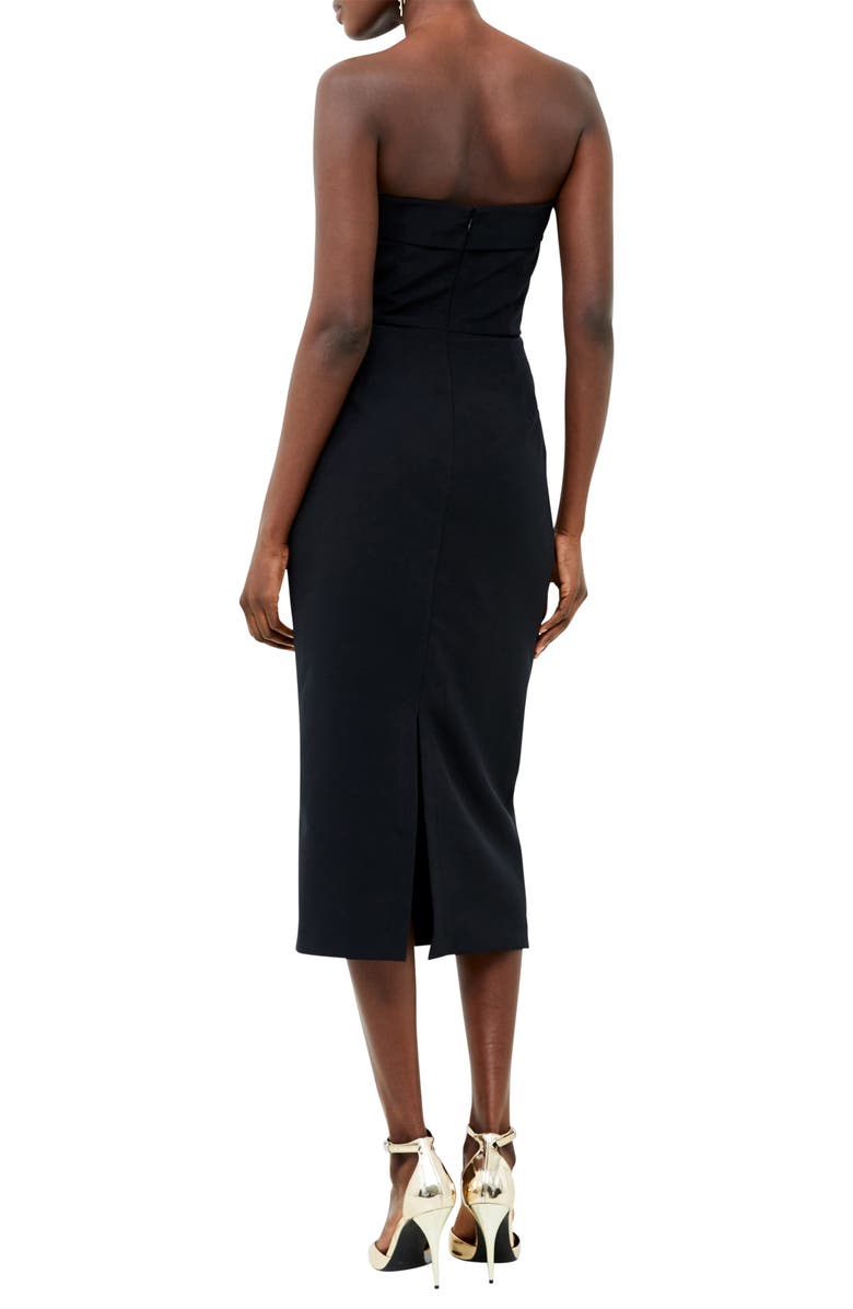 French Connection Echo Strapless Crepe Midi Sheath Dress, Alternate, color,