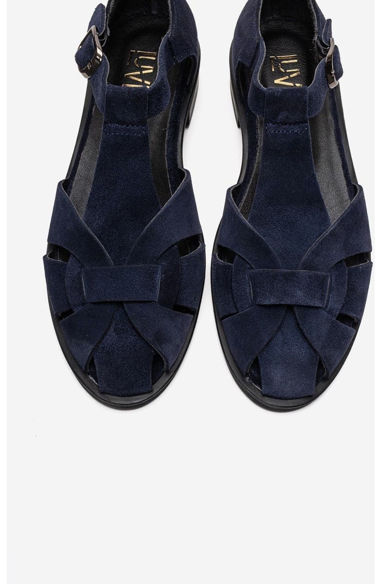 Forever & Always Shoes Dexara Leather Sandal, Alternate, color, Navy Suede