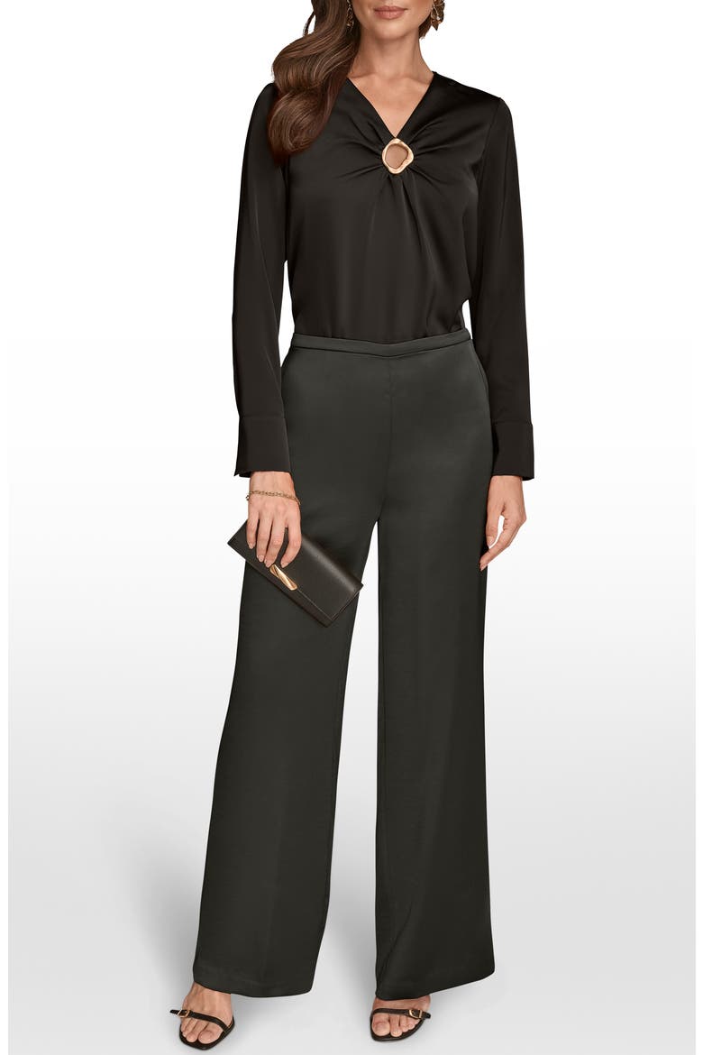 Wide Leg Satin Pants, Alternate, color, BLACK