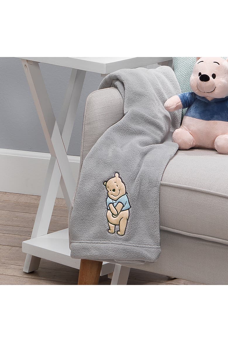 Disney Baby Winnie the Pooh Hugs Soft Fleece Baby Blanket, Alternate, color, Gray