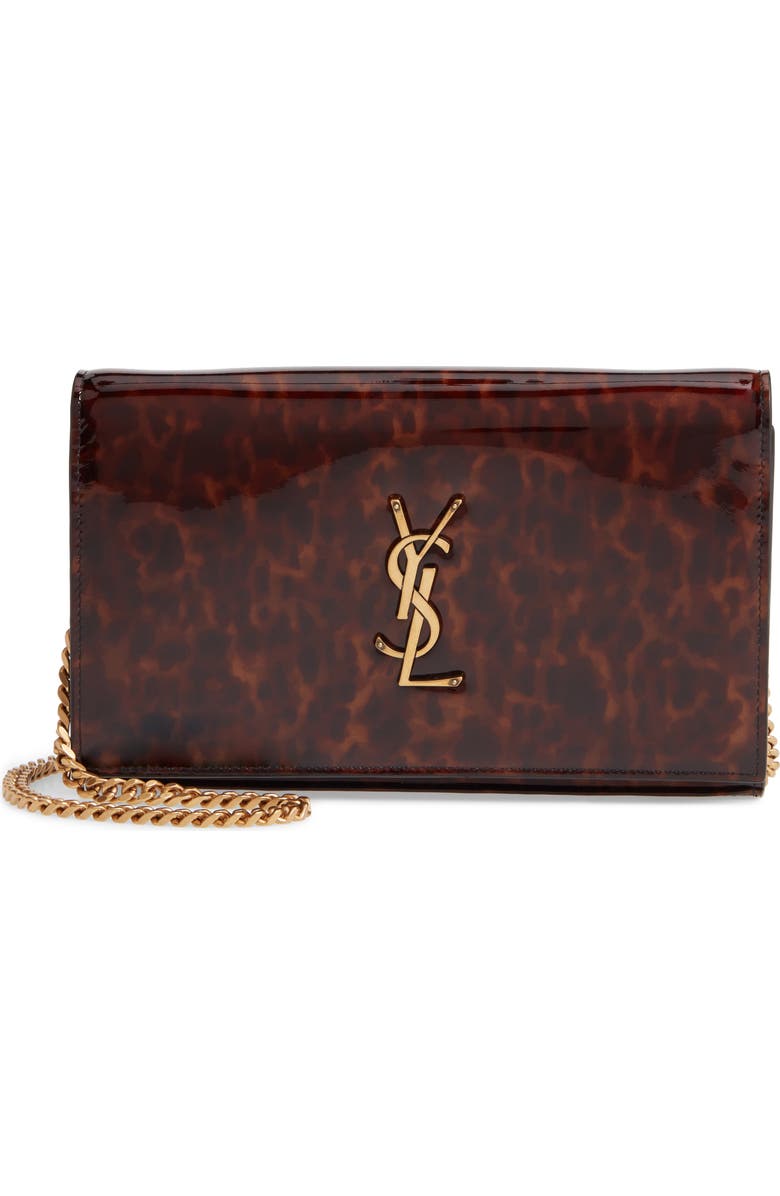 Saint Laurent Kate Calfskin Leather Wallet on a Chain, Main, color,
