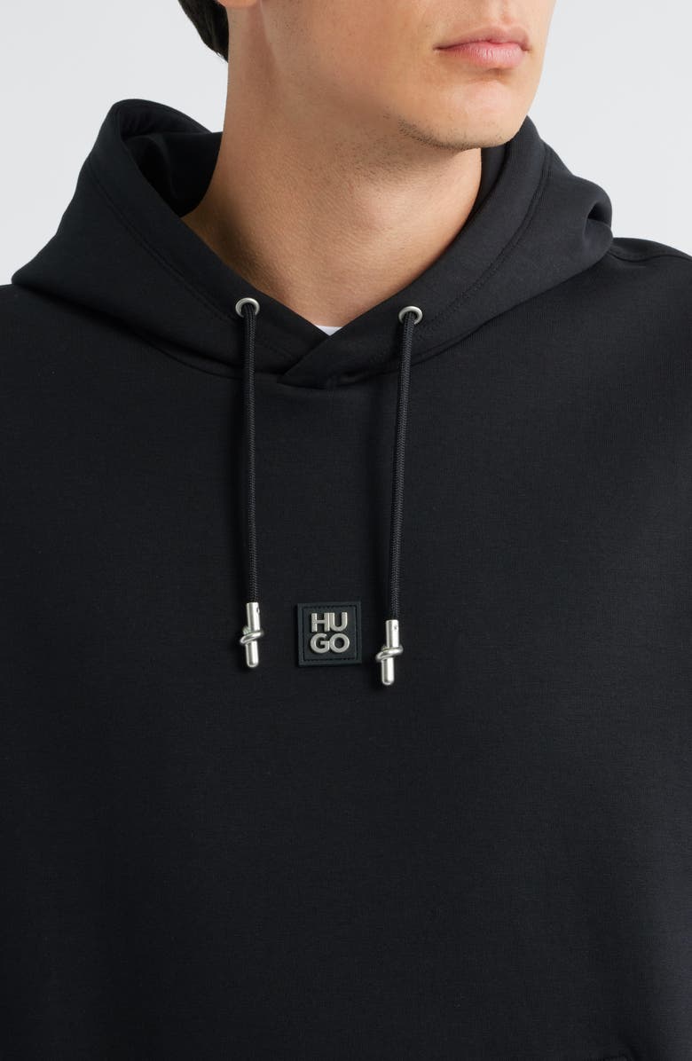 HUGO Dargen Knit Pullover Hoodie, Alternate, color, Black