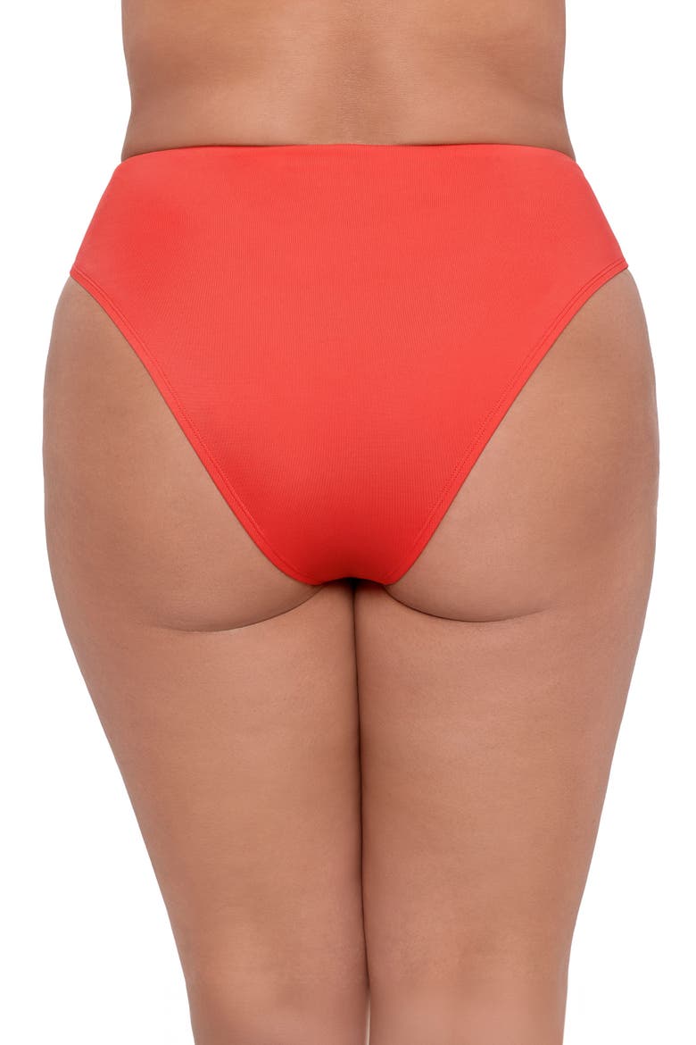 Smoothing and Sculpting Cinch Front High Cut Bikini Swimsuit Bottoms, Alternate, color, Hot Red