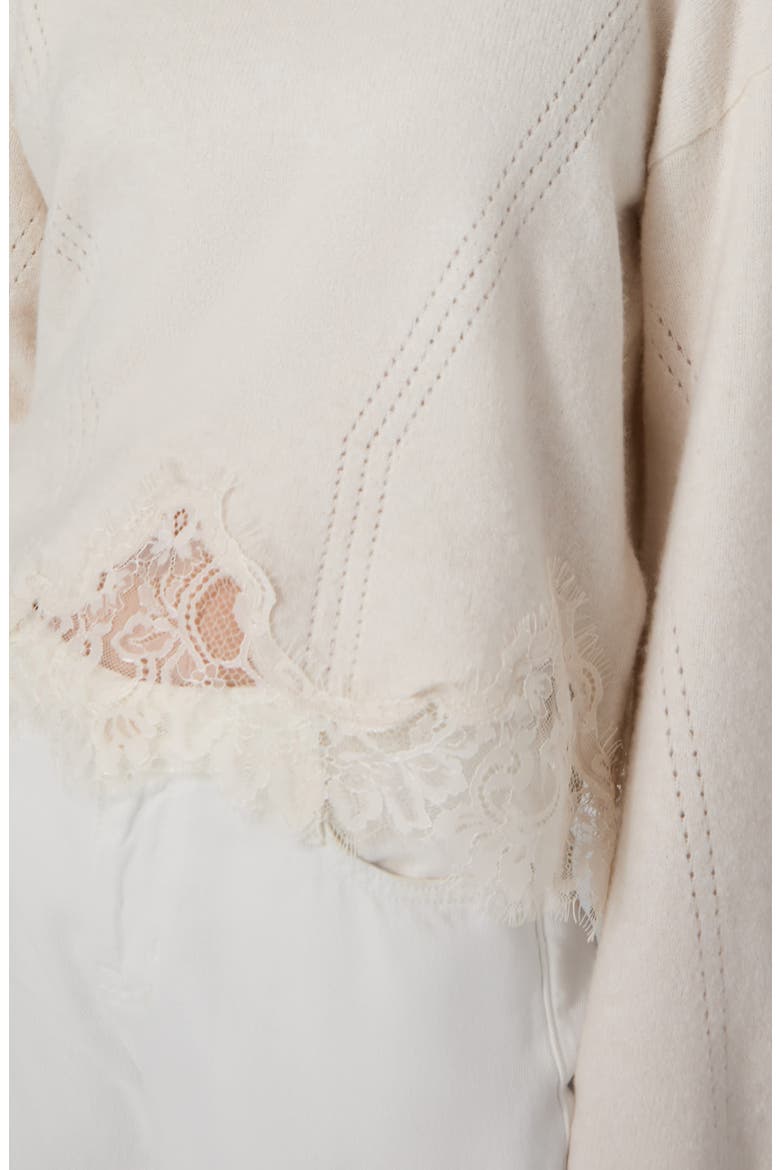 Hayden Lace Hem Mock Neck Sweater, Alternate, color, SILVER