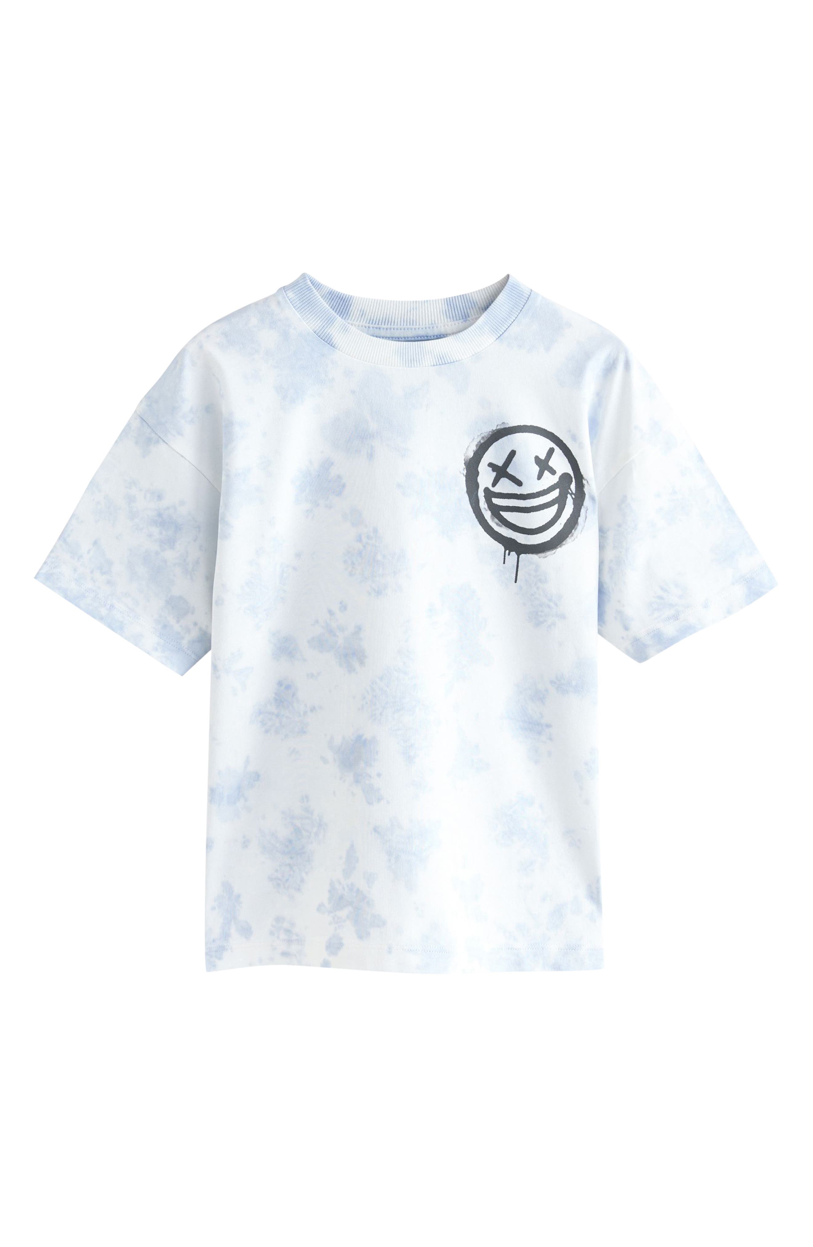 NEXT NEXT KIDS' SMILEY GRAFFITI TIE DYE COTTON GRAPHIC T-SHIRT