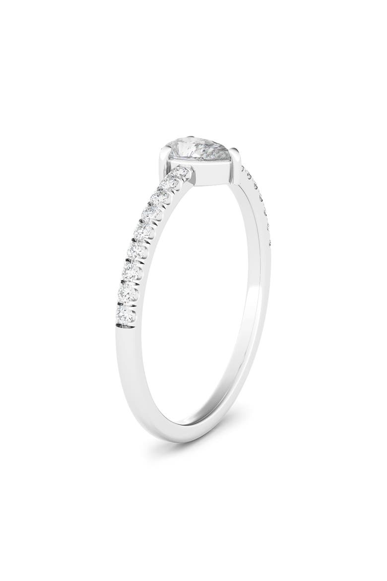 Lab Created Pear Diamond & Pavé 14K Gold Ring, Alternate, color, WHITE GOLD
