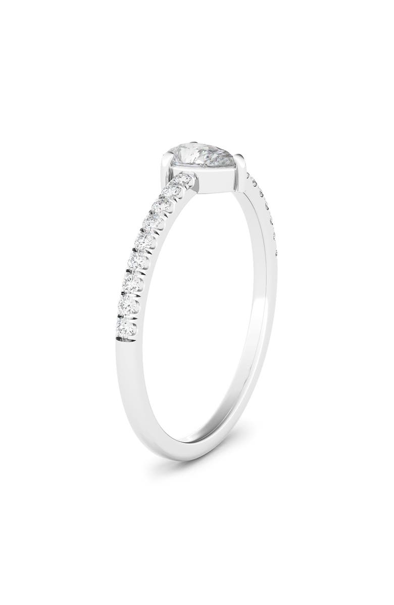 HauteCarat Lab Created Pear Diamond & Pavé 14K Gold Ring, Alternate, color,