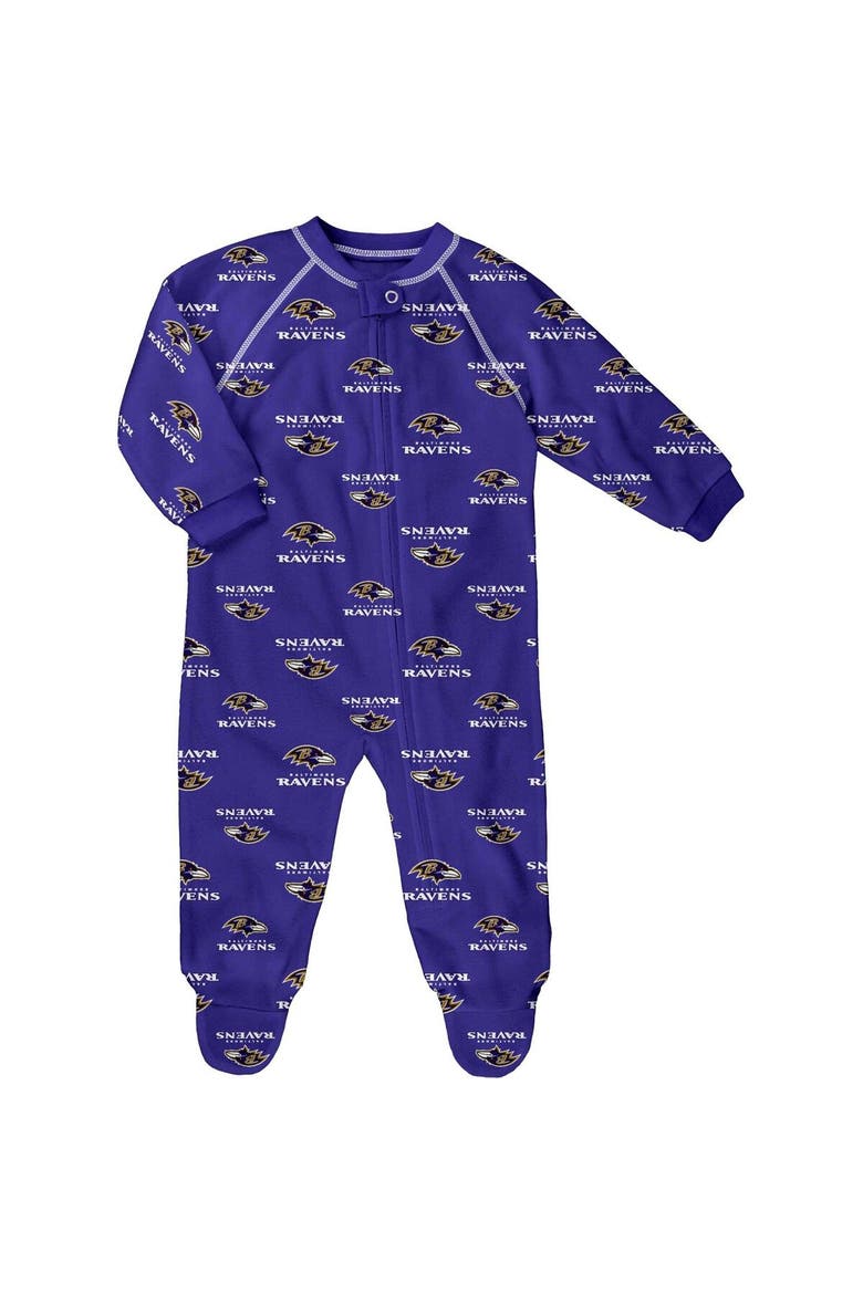 Infant Purple Baltimore Ravens Allover Print Raglan Full-Zip Jumper, Main, color, Purple