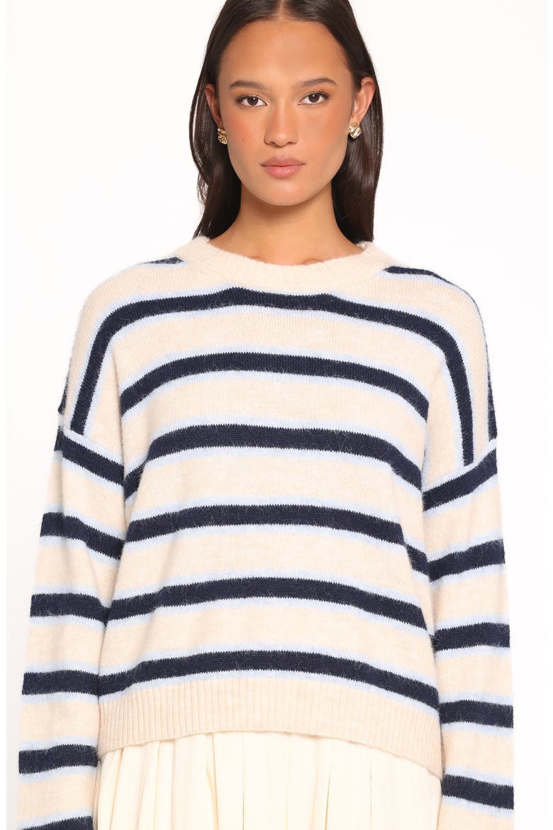Renae Striped Crewneck Sweater, Alternate, color, WHITE BLUE STRIPE