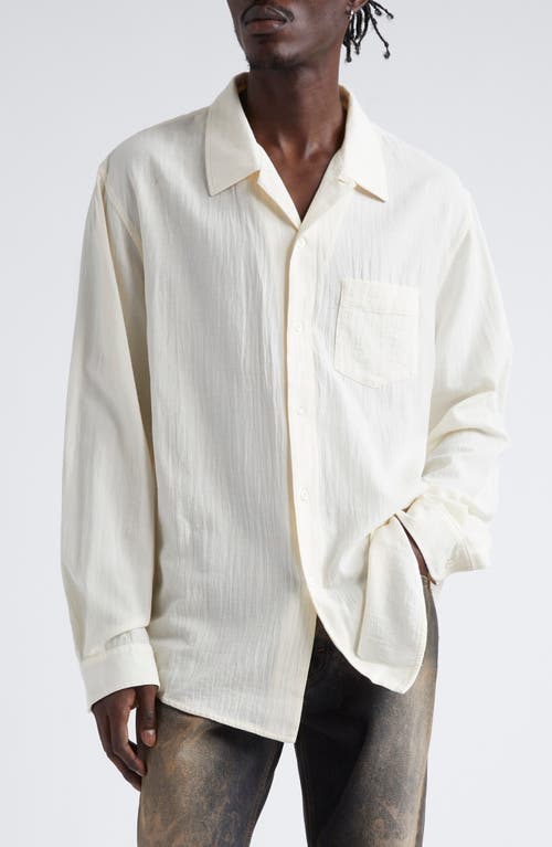 Séfr Leo Cotton Voile Button-Up Shirt in Vanilla White 