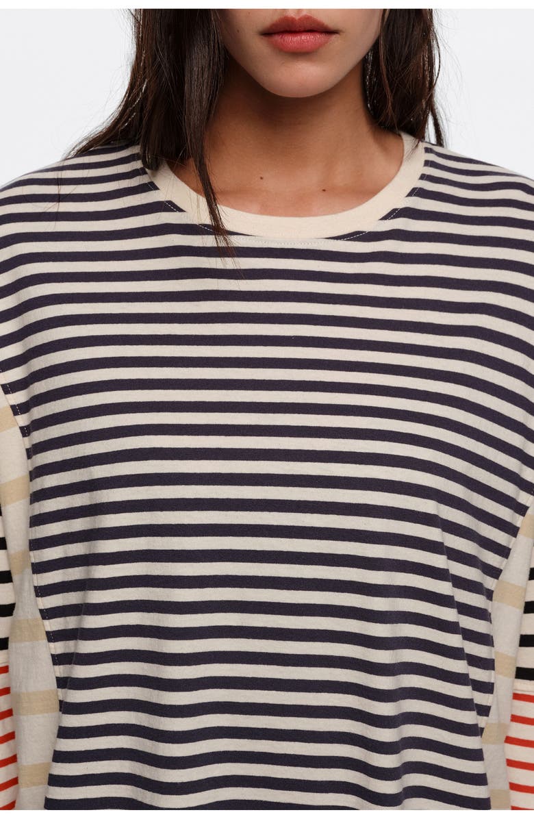 Bimba y Lola Striped Oversize T-Shirt, Alternate, color, Navy