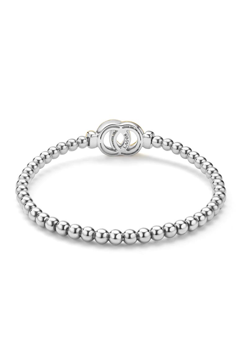 Signature Caviar Two-Tone Interlock Diamond Stretch Bracelet, Alternate, color, TWO TONE