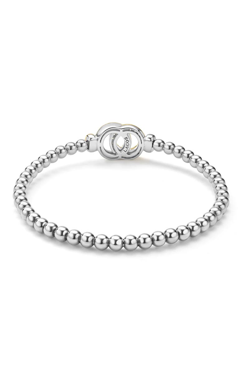 LAGOS Signature Caviar Two-Tone Interlock Diamond Stretch Bracelet, Alternate, color, Two Tone