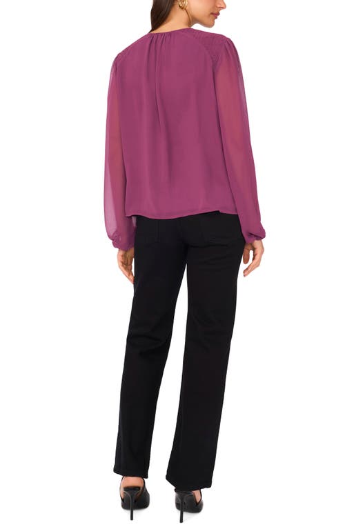 Vince Camuto Smock Detail Long Sleeve Top In Purple