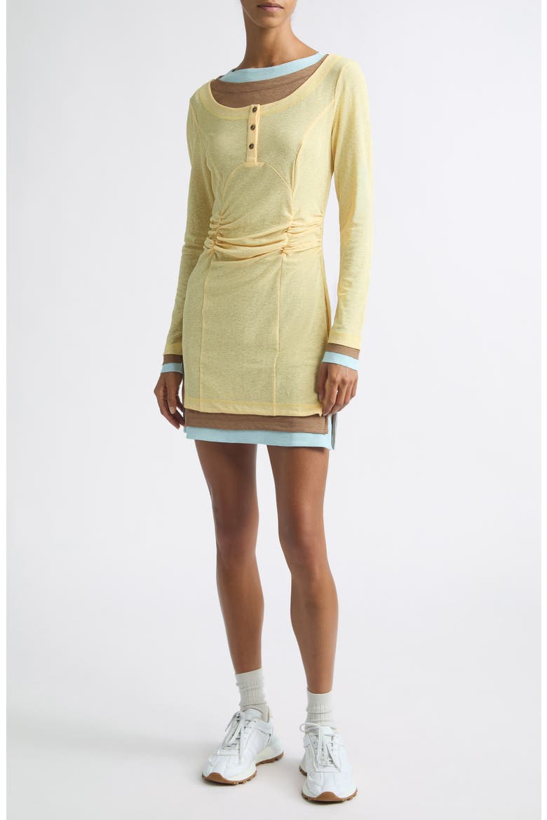 Lyna Long Sleeve Contrast Layered Minidress, Main, color, YELLOW MULTI