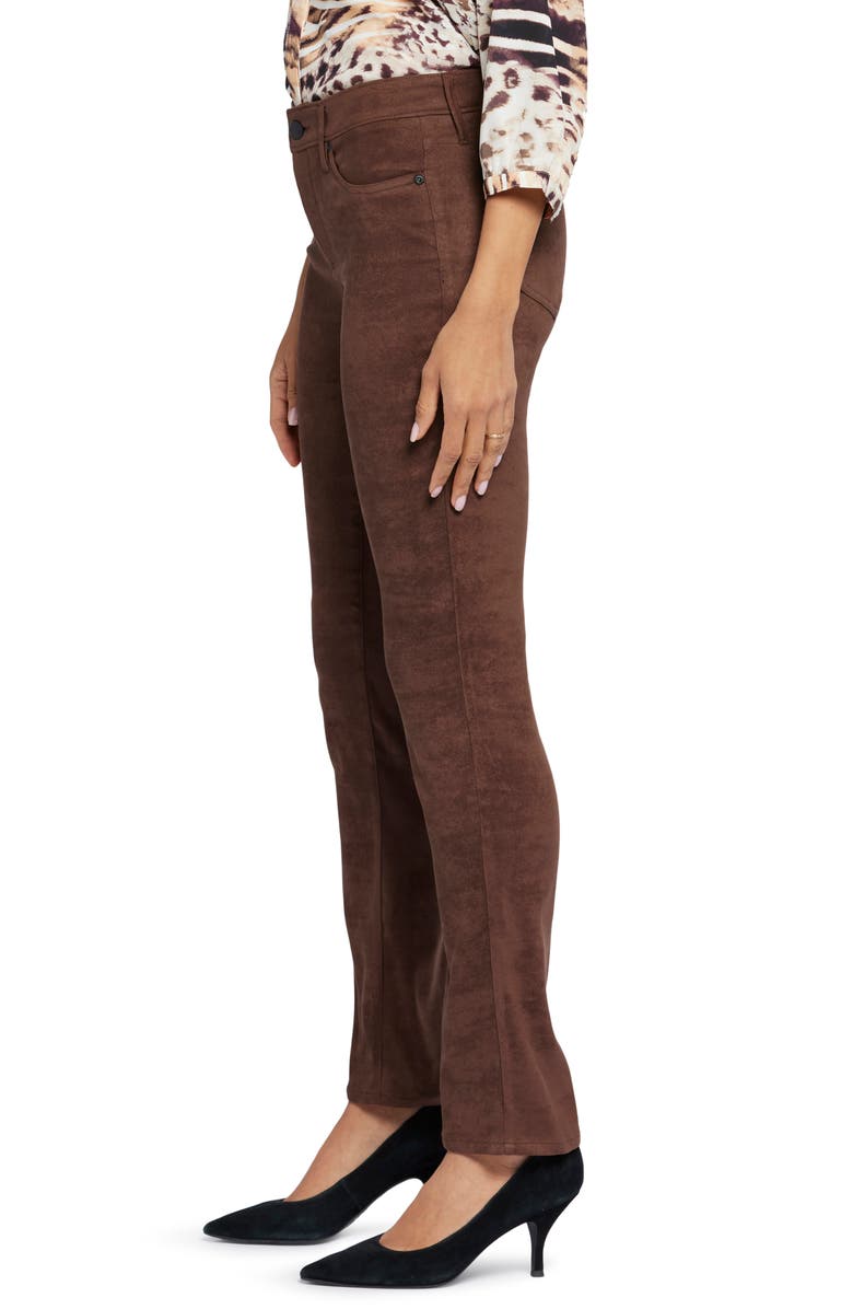 NYDJ Sheri Slim Faux Suede Pants, Alternate, color, Dark Chocolate