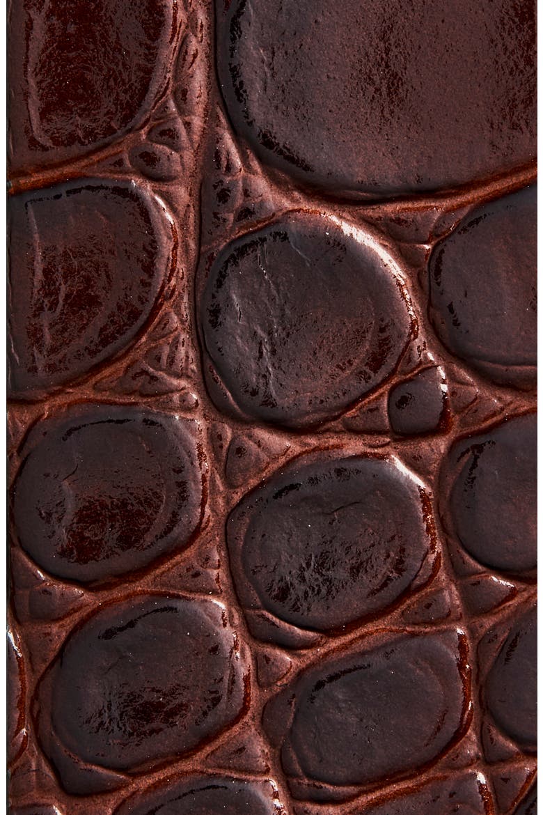 Dorian Croc Embossed Leather Belt, Alternate, color, DARK BROWN