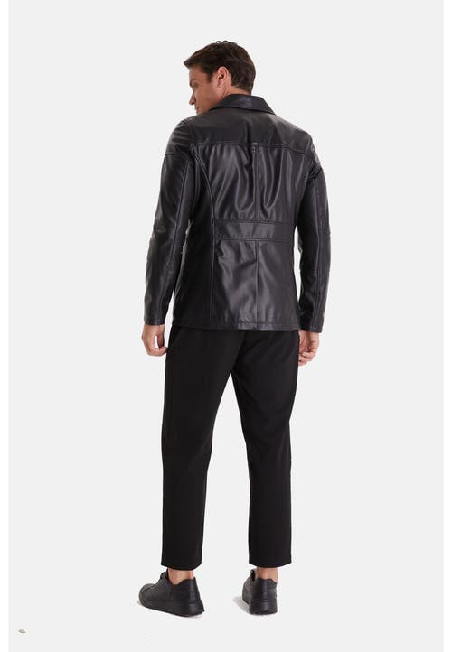 Furniq Uk Cedric Leather Jacket In Black