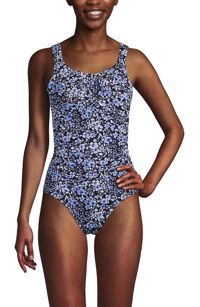 Lands' End DDD-Cup  SlenderSuit Carmela One Piece Swimsuit, Main, color, Navy Meadow Floral