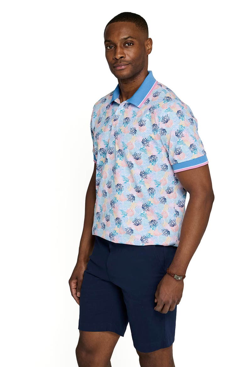 Slim Fit Coral Cluster Polo Short Sleeve Shirt, Alternate, color, MULTI