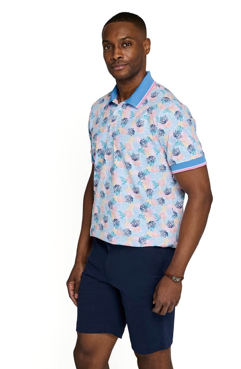 CONSTRUCT Slim Fit Coral Cluster Polo Short Sleeve Shirt, Alternate, color, Multi