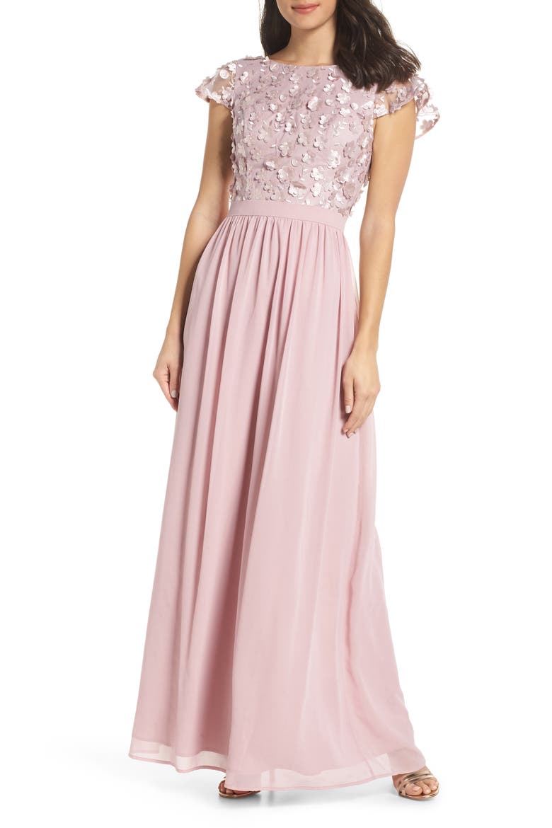 3D Flower Gown, Main, color, MINK