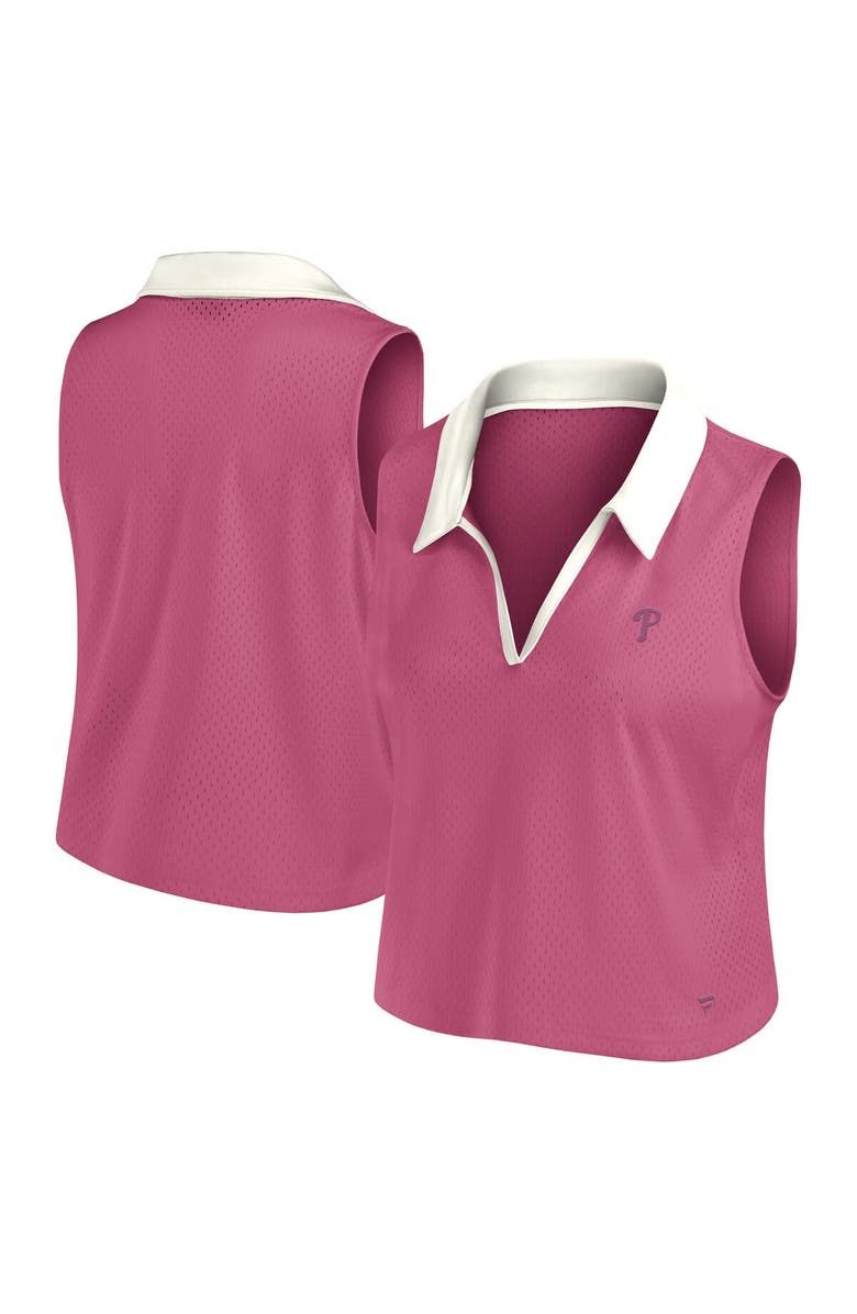 FANATICS Women's Fanatics Pink Philadelphia Phillies Studio Wellness V-Neck Tank Top, Main, color, Pink