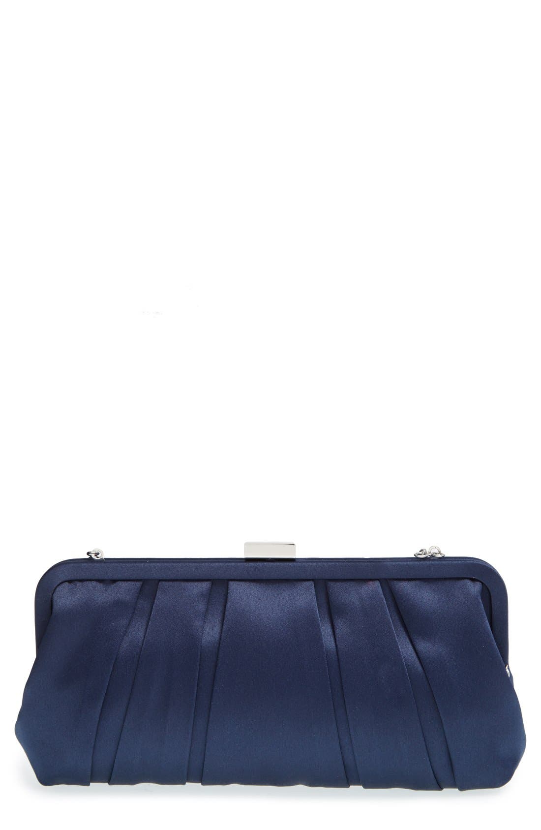 Nina 'Logan' Satin Clutch, Main, color, 