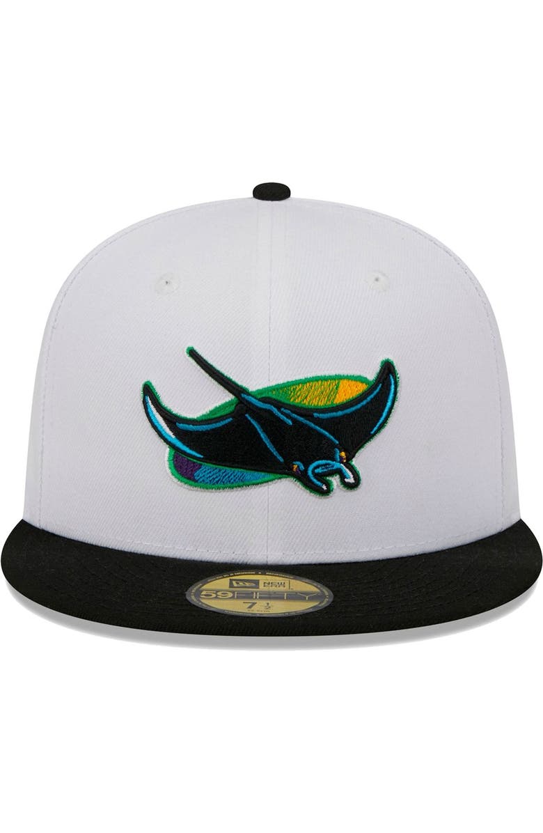 New Era Men's New Era White/Black Tampa Bay Rays Optic 59FIFTY Fitted Hat, Alternate, color, 
