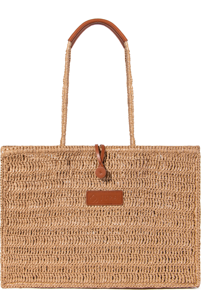 JURGI Straw and Leather Beach Tote, Alternate, color, Natural