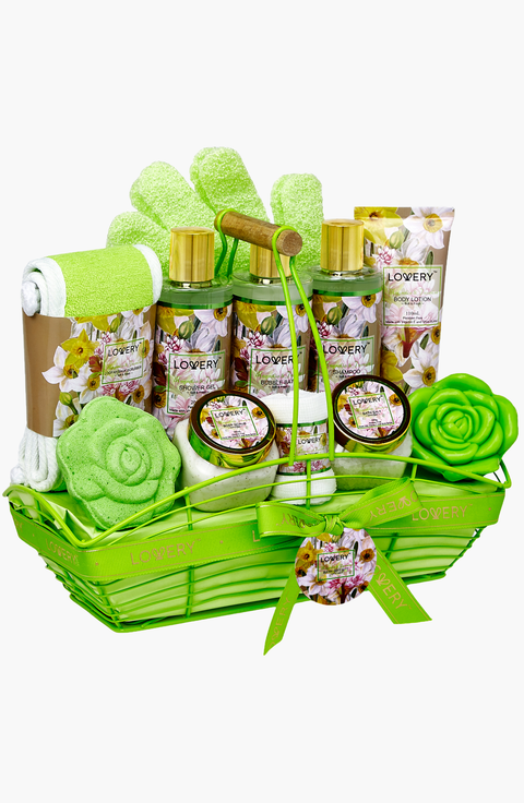 Home Spa Gift Basket - Magnolia & Jasmine Scent - 13pc Set
