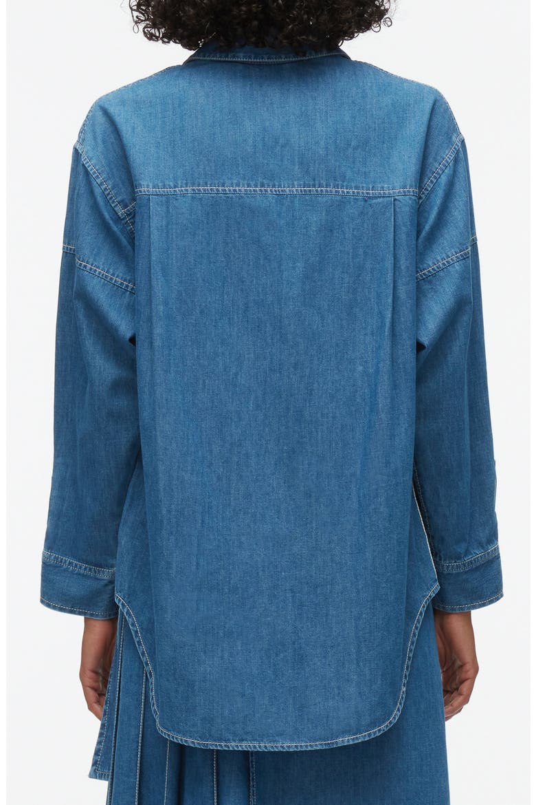 Oversized Cotton Chambray Shirt, Alternate, color, INDIGO