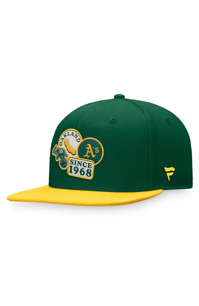 FANATICS Men's Fanatics Branded Green Oakland Athletics Heritage Patch Fitted Hat, Main, color,