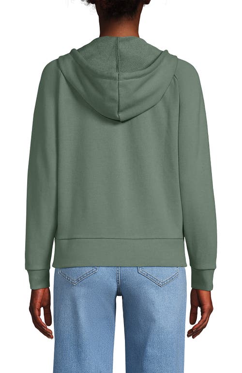 Lands' End Serious Sweats Relaxed Long Sleeve Full Zip Hoodie Sweatshirt In Lily Pad Green