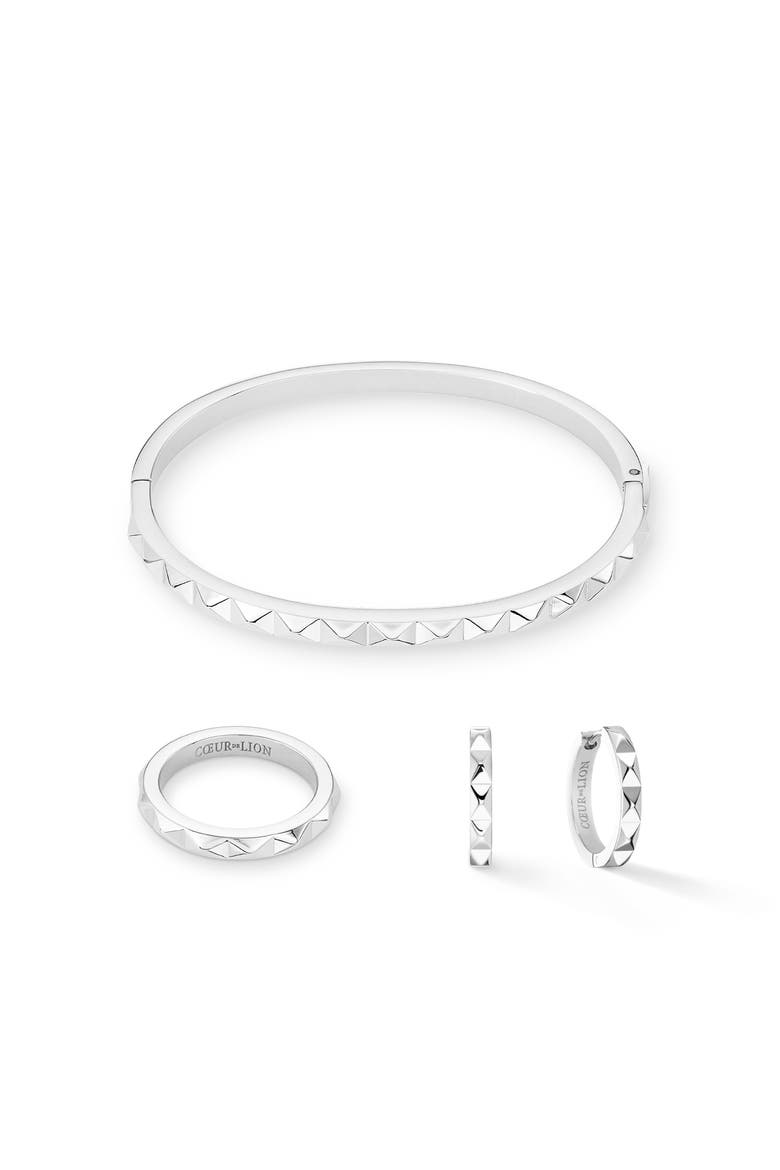 Spikes 23 Hoop Earrings, Alternate, color, Silver