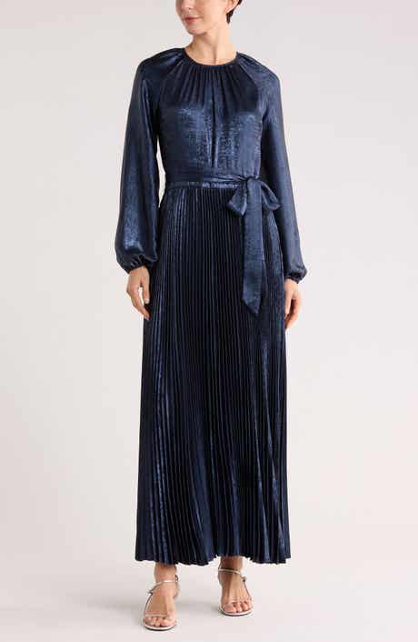 Simkhai Varenya Long Sleeve Pleated Maxi Dress
